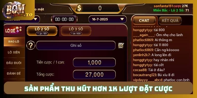 Sản phẩm thu hút hơn 1k lượt đặt cược mỗi ngày