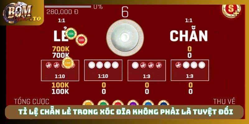 Tỉ lệ chẵn lẻ trong xóc đĩa không phải là tuyệt đối